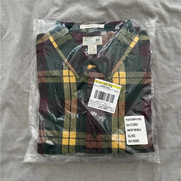 L.L. Bean Scotch Plaid Flannel Shirt XXL Trad Fit Ancient MacMillan Tartan NWT - Picture 1 of 4